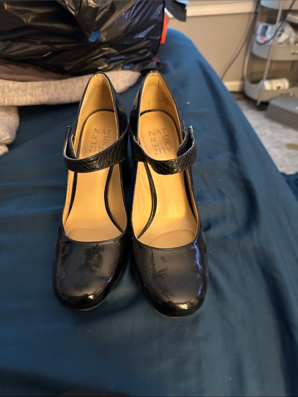 Naturalizer Black Patent Mary Jane Heels with Strap